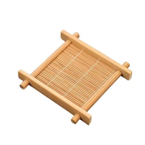 天然竹制碳化井字杯垫隔热垫茶道配件方形杯托竹制茶托茶杯垫 - 图3