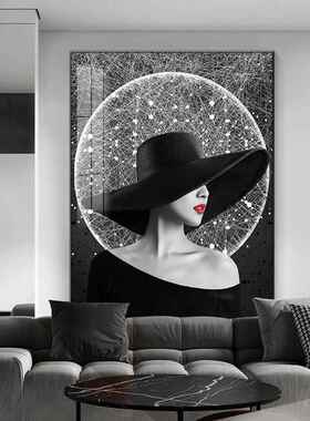 网红轻奢现代玄关装饰画竖版术女时尚美艺物景挂画北欧客厅背落人