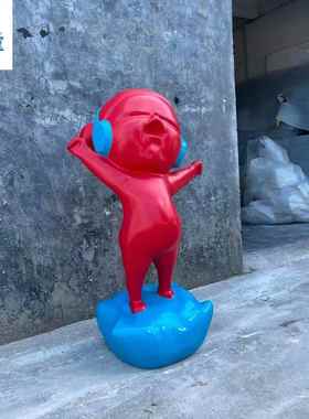 现代创意人物造型玻璃钢公仔客厅玄关家居售楼部步行街公园装饰品