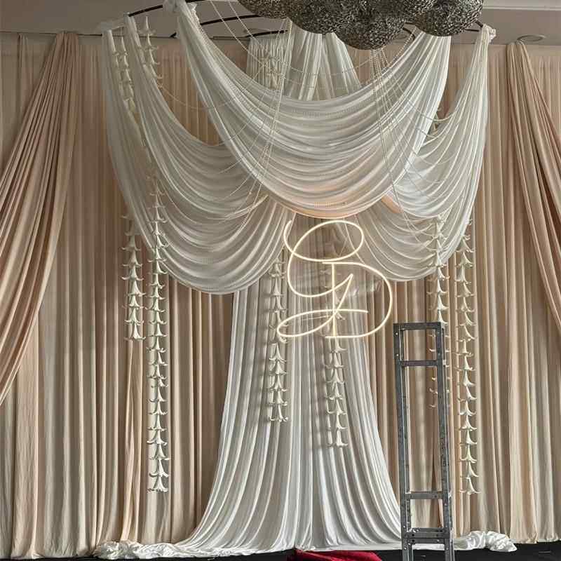 婚庆布幔弹力布吊顶纱幔牛奶丝布幔酒店婚礼舞台背景布婚礼装饰布,淘宝优惠券,粉丝福利购,淘宝优惠卷