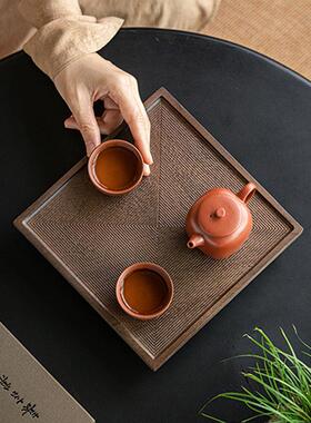 中式胡桃木小茶盘实木茶盘小茶台家用茶具小号干泡盘简约四方托盘