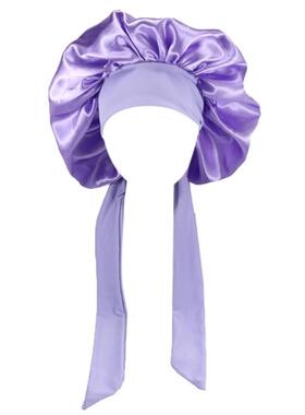 Women Satin Solid Sleeping Hat Night Sleep Cap Hair Care Bon