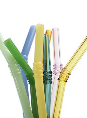 15CM玻子璃吸管短款一次性环保耐小杯牛奶饮料热ZJ1190非彩色弯头