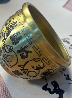 黄铜十二生肖精雕百福缸黑字生肖百福缸送亲戚朋友长辈创意摆件