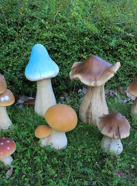 厂家直销花园院子造景幼儿园草坪装饰品树脂植物模型蘑菇摆件庭院