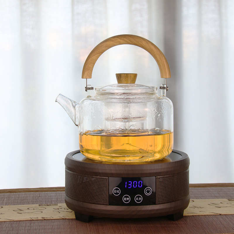 新羽蒸煮两用大容量煮茶器磁吸式提梁壶耐高温玻璃加厚分离蒸茶壶 - 图1