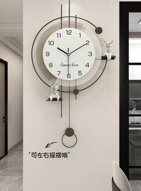 轻奢风客时钟表挂钟厅F98S68J92026现新款简约代静音免打孔挂墙创