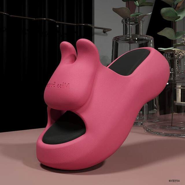 New 7.0cm heightening EVA rabbit thick-soled slippers for women's summer home indoor and outdoor wear on the beach with a shit-stepping feeling.