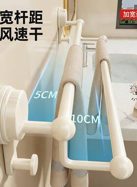 强力吸盘式毛巾架2026新款免打孔 卫生间壁挂浴巾置物架浴室毛巾