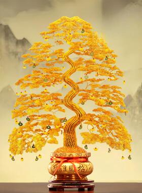 手工编织金钱树铝线手工艺品成品手工发财树店铺招财家居装饰摆件