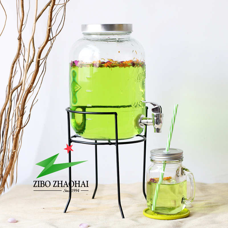 4-liter golden shelf juice jar glass grape wine jar soaking wine bottle dessert table party self-service beverage bucket