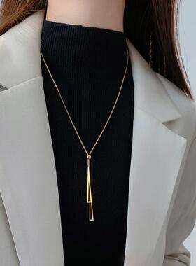 钛钢长款毛衣链女小众设计高级感项链2024年新款颈链爆款锁骨链