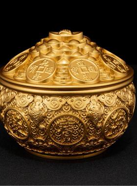 黄铜聚宝盆百福缸摆件客厅米缸家用工艺品办公室开业礼品厂家