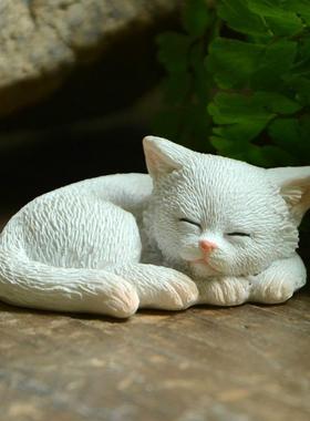 创意猫咪摆件可爱公仔树脂彷真动物日式桌面装饰品礼物汽车载模型