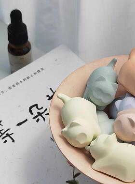 一碗猫香薰摆件手工组合可爱马克龙色桌面装饰小众扩香石
