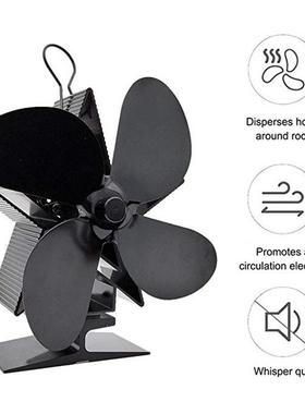 现货新款四叶炉扇烧木风扇散热静音热动力圣诞星星款壁炉风扇