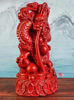 红色花梨木龙摆件十二生肖龙实木家居客厅电视柜办公装饰红木工艺