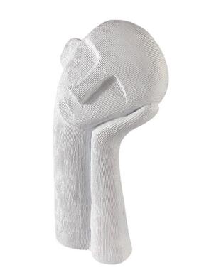 现代简约欧式白色托腮人像摆件雕塑样板房售楼处软装饰品摆设