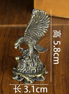老鹰摆件纯黄铜桌面大展雄鹰小铜器展会销礼品纯铜摆件大展宏图鹰