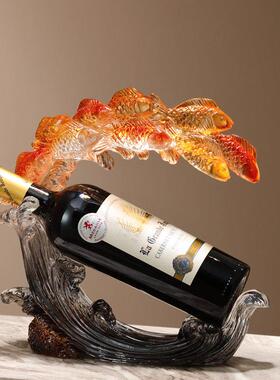 如鱼得水风生水起红酒架摆件客厅酒柜酒吧葡萄酒架子装饰品高级灰