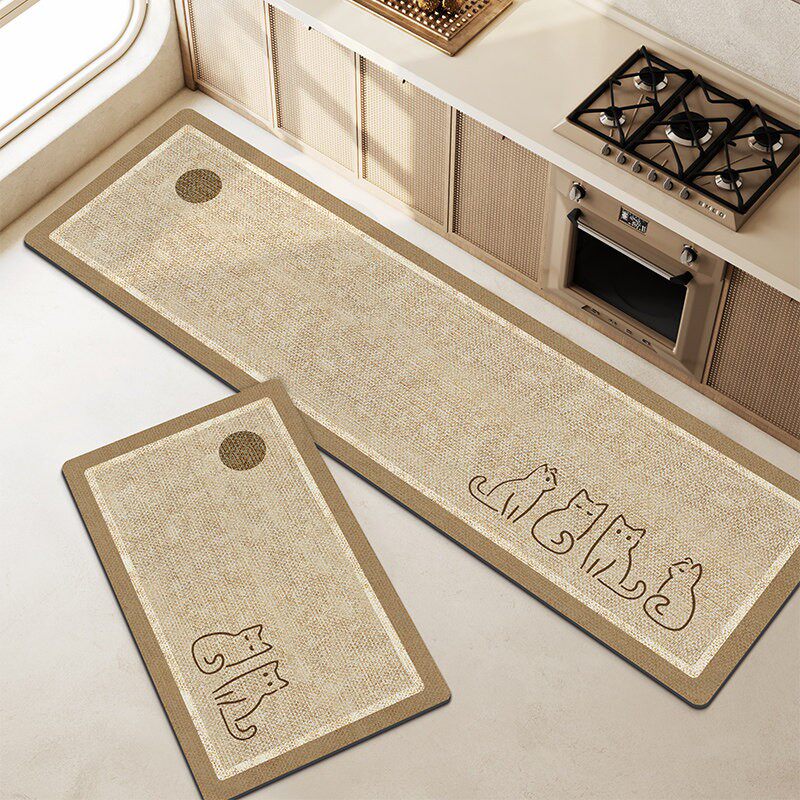 Wabi-sabi animal kitchen special floor mat 2025 new technology velvet anti-slip and dirt-resistant foot mats can be wiped and washed-free carpets