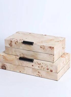 现极简轻奢高档瘤木皮饰收纳盒首饰代样板间楼部装艺售tb—7771术