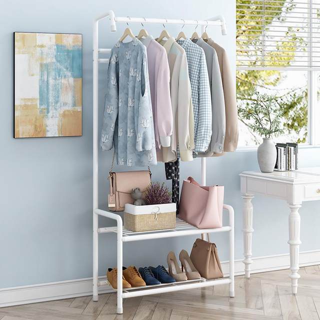 Clothes rack floor-standing multi-functional clothes drying rack for household simple clothes rack bedroom storage clothes gantry mobile storage rack