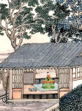 读书看书古人物小摆件奇石盆景鱼缸沙盘枯山水微景观造景树脂道具