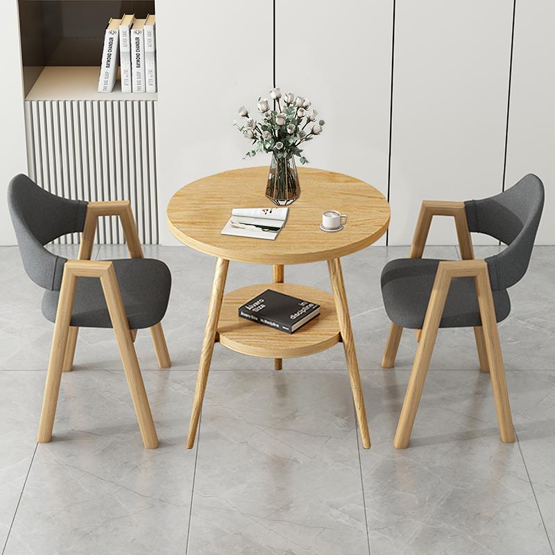 北欧休闲桌椅组合接待会客小圆桌阳台奶茶店办公室休息区洽谈桌子 - 图1