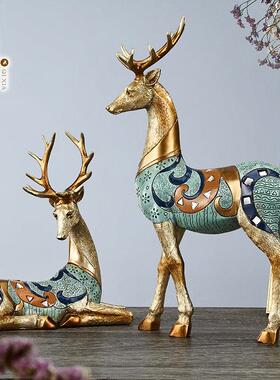 鹿招财摆件北欧玄关工艺礼品摆饰摆设客厅电视柜酒柜家居饰品轻奢