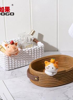 田园复古仿竹篮树脂多肉大花盆创意家居桌面兔子收纳盘装饰品摆件