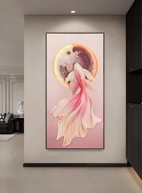 奶风立画体砂88254-VN岩画锦鲤油玄关装饰led氛档围灯画高入户正