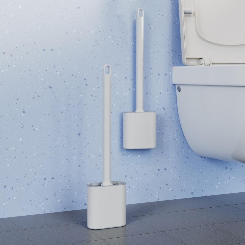 Cross-border new soft plastic toilet brush with base bathroom no dead corner cleaning brush wall hanging no punching toilet brush