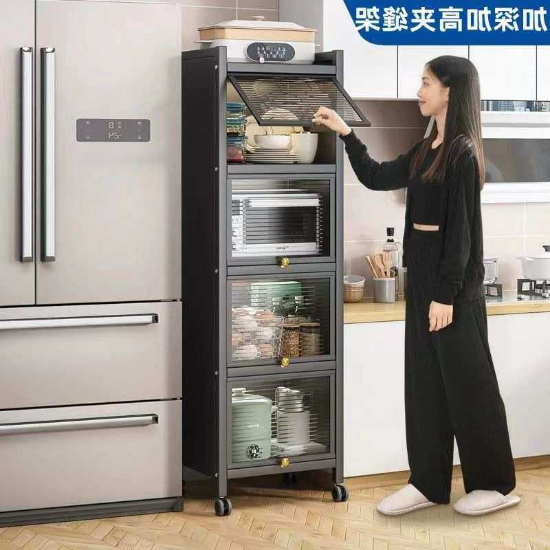 厨房置物架落地置物柜储物柜多功能微波炉锅烤箱橱柜收纳架带柜门,淘宝优惠券,粉丝福利购,淘宝优惠卷