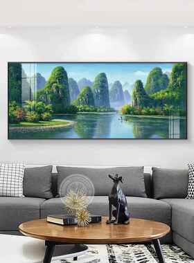 网红桂林山风景画代简约厅沙发瓷背景墙装现饰挂晶画水卧室床头客
