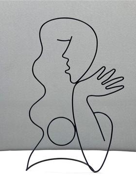 铁抽象达利立体线金色艺人物装饰摆条件样板房FTB书房卧室床头柜