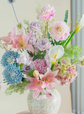 【花束同款彩釉瓶】景德镇陶瓷摆件田园风插花装饰高级鲜花插花瓶