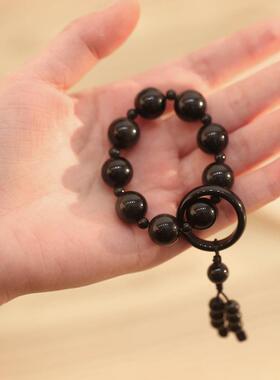 2026巴度古代风把玩绕指柔黑曜石流苏手持18子文玩小众设计手捻手