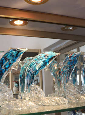 琉璃海豚摆件 博山琉璃工艺品海边景区摆摊礼品 海容创意琉璃摆件