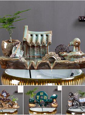 鱼缸鱼池鱼盆喷泉流水器水缸景观瀑布摆件造景循环水过滤装饰配件