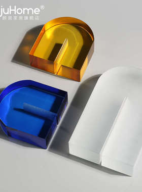 简约现代轻奢彩色水晶摆件创意拱形书挡书房客厅样板房软装饰摆设