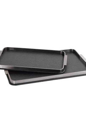 简约现代皮革金属托盘轻奢样板间酒店客厅茶几桌面收纳装饰摆件