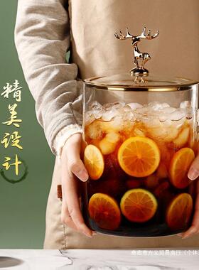 网红可乐桶自助饮料桶带龙头玻璃罐啤酒桶水果茶果汁鼎调酒泡酒瓶