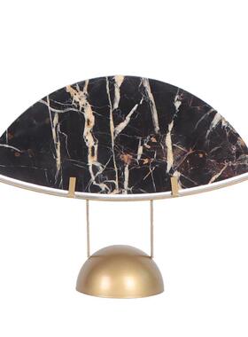 新中式美学大理石玉璧摆件高级感酒店大堂开放格空间软装搭配设计