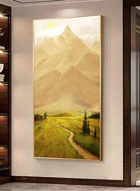 有山堂屋壁画金山玄关挂画无水图土山中堂镇宅西墙靠山日照装饰画