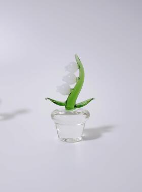 创意手工玻璃小花摆件琉璃多肉仙人掌植物盆栽车载桌面饰品小礼物