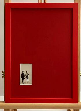 红色实木微喷打印婚纱照挂墙打印加框相框写真相框画框可定制高清