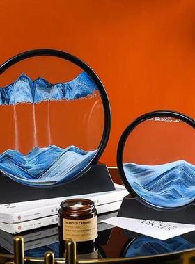 3d立体流沙画摆件办公室桌面液体沙漏解压客厅家居装饰品礼物