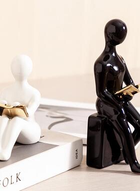 轻奢摆件高端现代书挡人物摆件家居客厅电视酒柜办公室书房装饰品