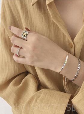 正品七寻s9约尚25纯银笑脸手镯版时简百搭极简风个性高级感男女礼